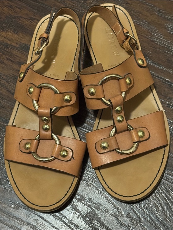 J. Crew Shoes - J. Crew Tan Leather Ring-Detail Slingback Sandals